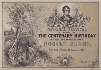National Festival til ære for Scotlands Centenary Birthday of Scotlands Immortal Bard, Robert Burns, 25. januar 1859 af English School